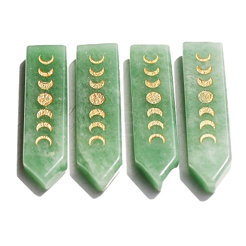 Natural Green Aventurine Carved Moon Phases Hexagonal Arrow Figurines for Home Desktop Decoration PW-WG48478-04-1