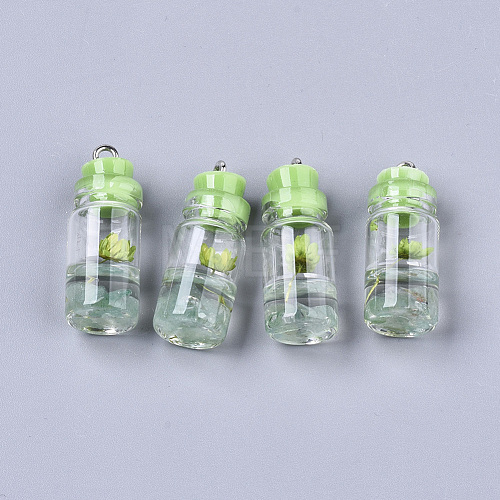 Glass Bottle Pendant Decorations GLAA-S181-12G-1