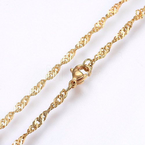 304 Stainless Steel Singapore Chain Necklaces MAK-L015-25E-1