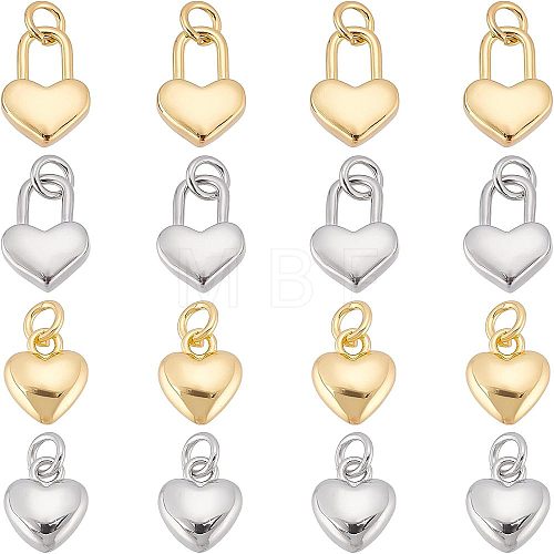 SUPERFINDINGS 16Pcs 4 Style Rack Plating Real 18K Gold Plated Brass Pendants KK-FH0003-96-1