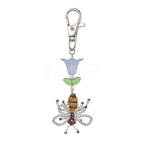 Bees Handmade Glass Seed Beads Pendants Decorations HJEW-MZ00069-02-1
