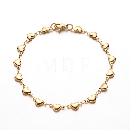 304 Stainless Steel Heart Link Bracelets X-BJEW-M121-03G-1