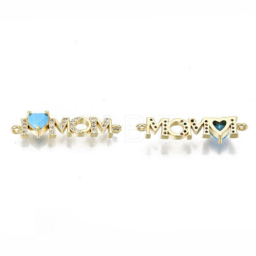 Real 16K Gold Plated Brass Micro Pave Cubic Zirconia Links Connectors KK-S061-92C-G-NR-1