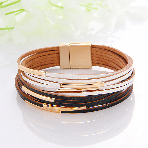 Two Tone Imitation Leather Multi-strand Bracelets for Women WGE2A7B-03-1