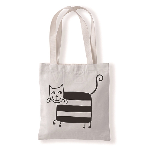 Cute Cat Printed Canvas Women's Tote Bags PW-WGD6880-10-1