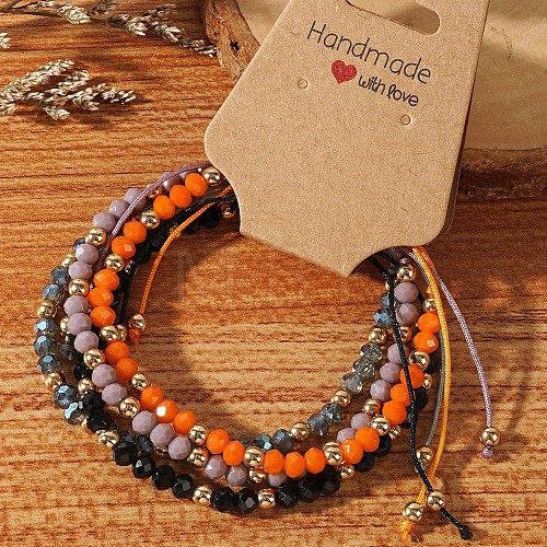 Handmade Summer Vacation Style Synthetic Quartz Braided Beaded Bracelet Sets for Women Girl LE3728-5-1