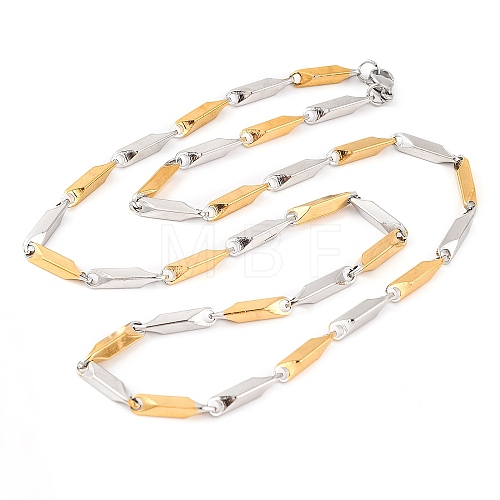 304 Stainless Steel Rectangle Link Chain Necklaces for Women NJEW-G140-05GP-1