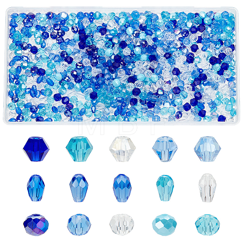   750Pcs 15 Styles Transparent Glass Beads EGLA-PH0001-45-1