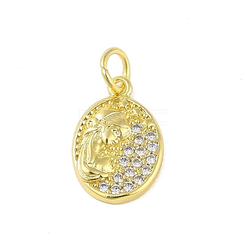 Brass Micro Pave Cubic Zirconia Pendants KK-E111-30G-1