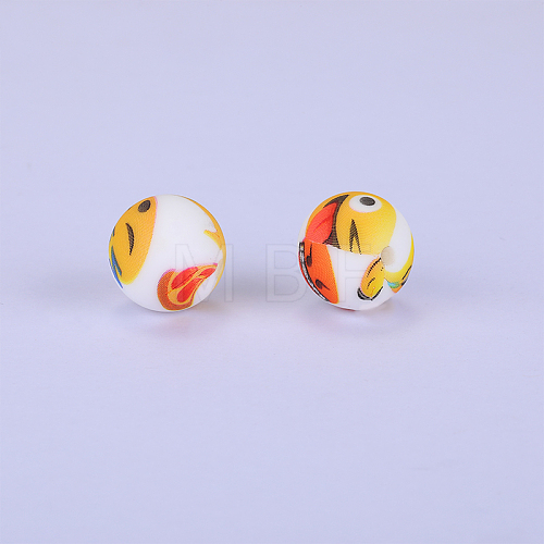 Printed Round Silicone Focal Beads SI-JX0056A-98-1