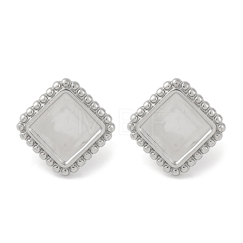 304 Stainless Steel Square Stud Earrings EJEW-D281-07S-1