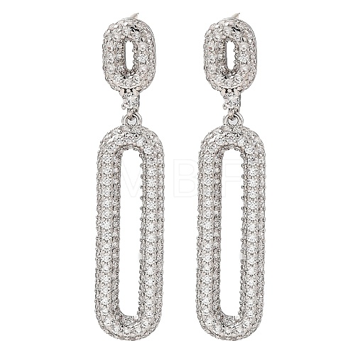 Brass Micro Pave Cubic Zirconia Dangle Stud Earrings EJEW-H014-17P-07-1