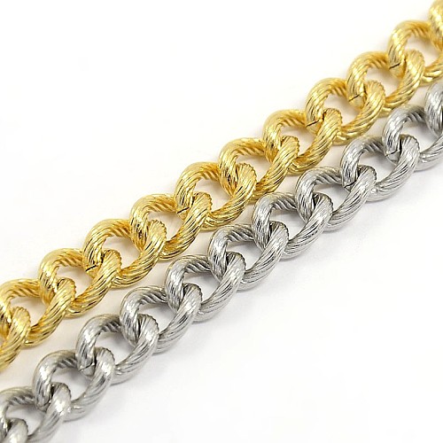 304 Stainless Steel Curb Chain/Twisted Chain Bracelets STAS-A028-B143-1
