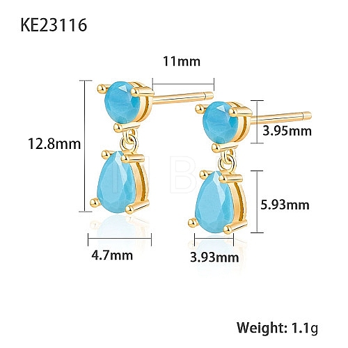 Cubic Zirconia Teardrop Dangle Stud Earrings SC9593-09-1