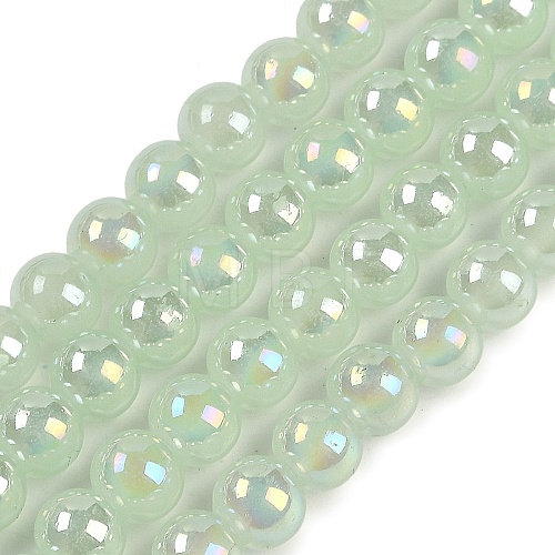 Baking Painted Electroplate Glass Beads Strands GLAA-G120-01E-1