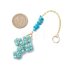 Cross Glass & Synthetic Turquoise Chips Beads Pendant Decorations HJEW-MZ00402-01-3