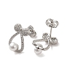 Bowknot Brass Micro Pave Clear Cubic Zirconia Stud Earrings EJEW-A040-01P-2