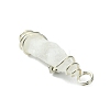 2Pcs Electroplated Natural Quartz Crystal Dyed Copper Wire Wrapped Pendants PALLOY-JF03163-02-5