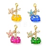 4Pcs 4 Colors Crab & Starfish Alloy Enamel & Glass Pendant Decorations HJEW-TA00457-1