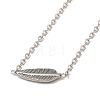 304 Stainless Steel Feather Pendant Necklaces & Bracelets & Stud Earrings Sets for Women SJEW-C004-10P-2