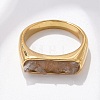 Rectangle Natural Quartz Crystal Chips Finger Rings RJEW-D303-02G-02-5