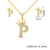 Brass Micro Pave Clear Cubic Zirconia Pendant Necklaces & Stud Earrings Sets FS-WG8C370-16-1