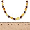 Natural Amber Rectangle & Round Beaded Necklaces for Women NJEW-JN06042-4