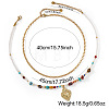 Handmade Natural Mixed Stone Beaded Double Layer Necklaces with Stainless Steel Sacred Heart Pendant for Women Daily Wear OB9788-1-4