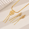 Stainless Steel Cross Tassel Necklace & Earring Sets for Women BL3761-1
