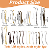 20Pcs 20 Styles Tibetan Style Alloy Bookmarks TIBE-SC0001-97-2