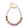Faceted Rondelle Glass & Brass Beaded Bracelets for Women BJEW-JB10699-1