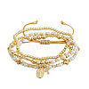 4Pcs Adjustable Plastic Imitation Pearl Beaded Braided Bracelet Sets CF9382-3-6