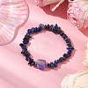 Electroplated Hexagon Prism Natural Quartz Chip Beaded Stretch Bracelets fo Women BJEW-JB10756-08-2