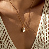 Vintage Brass Pave Clear Cubic Zirconia Enamel Oval with Flower Pendant Necklaces for Women WGF0AA9-02-2