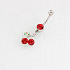 Cherry Alloy Ruby Rhinestone Dangle Belly Button Rings FS-WG98245-01-2