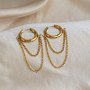 304 Stainless Steel Double Chain Tassel Hoop Earrings for Women MX0764-2