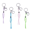 4Pcs  4 Colors Macrame Fringe Braided Keychain AJEW-SW00014-02-1