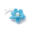 Glass Seed Beaded Moon & Flower Pendants PALLOY-MZ01185-02-3
