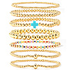 7Pcs Brass Round Beaded Bracelets for Women SB9067-11-1
