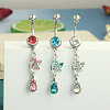 304 Stainless Steel Cubic Zirconia Teardrop Dangle Belly Rings WG60E11-02-1