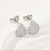 Teardrop Brass Micro Pave Clear Cubic Zirconia Stud Earrings EJEW-Z091-01P-2