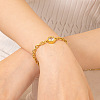 304 Stainless Steel Pave Clear Cubic Zirconia Oval Link Figaro Chain Bracelets for Women WG79883-01-2