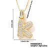 Elegant Brass Micro Pave Clear Cubic Zirconia 3D Initial Necklaces DV4415-9-1