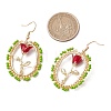 Valentine's Day Alloy Enamel Seed Glass Dangle Earrings EJEW-MZ00391-03-3