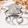 Square with Sun 304 Stainless Steel Open Cuff Rings for Women RJEW-M046-01P-5