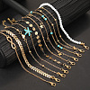 10Pcs Beach Style Alloy & Synthetic Turquoise & Resin Link Anklets WGF01BA-01-3