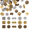 120Pcs 15 Styles 1-Hole Alloy Shank Buttons BUTT-WR0001-39-1