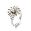 Flower Rotatable Open Cuff Rings for Women RJEW-G333-01I-4