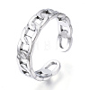 Non-Tarnish 304 Stainless Steel Curb Chains Shape Open Cuff Ring RJEW-N040-40-1