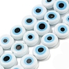 Handmade Evil Eye Lampwork Flat Round Bead Strands LAMP-L058-10mm-14-1